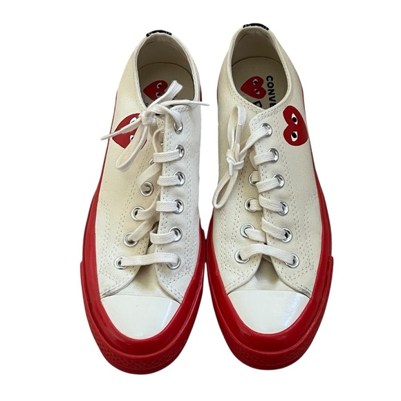Comme des Garcons Play x Converse Red Sole Low Top Off White Sneakers US 8 - Picture 3 of 10